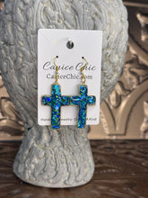 Load image into Gallery viewer, Ocean of Grace Cross Earrings 2.5" TQS16