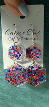 Load image into Gallery viewer, Patriotic Earrings Light Weight Sparkly 3.5"