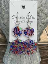 Load image into Gallery viewer, Patriotic Earrings Light Weight Sparkly 3.5"