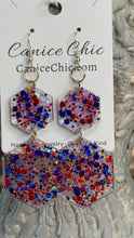 Load image into Gallery viewer, Patriotic Earrings Light Weight Sparkly 3.5"