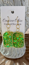 Load image into Gallery viewer, Emerald Spark Glitter Earrings Light Weight 3" GS1