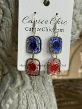 Load image into Gallery viewer, All-American Glitter Drops Earrings 2.75"; RWB24