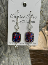 Load image into Gallery viewer, Red White & Blue with small Star Earrings Light Weight 2.75"; RWB4