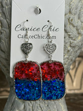 Load image into Gallery viewer, Liberty Love Earrings 3.5"; RWB22
