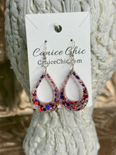 Load image into Gallery viewer, American Sparkle Teardrop Earrings 2.5"; RWB18