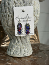 Load image into Gallery viewer, Americana Glam Earrings 2.25"; RWB19