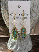 Load image into Gallery viewer, Enchanted Turquoise Pearl Earrings 3.25" TQS3