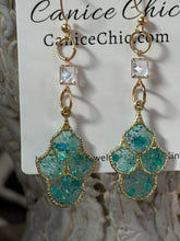Load image into Gallery viewer, Turquoise CZ Earrings Light Weight 2.75" TQS4