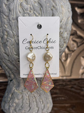 Load image into Gallery viewer, Blush Pink Pearl Drop Earrings 3.25" PKS3