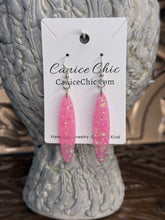 Load image into Gallery viewer, Pink Glitter Marquise Earrings 3" PKS2