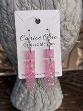 Load image into Gallery viewer, Pink Double Bar Dangle Earrings 3" PKS1