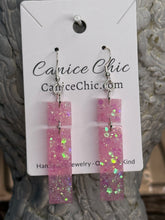 Load image into Gallery viewer, Pink Double Bar Dangle Earrings 3" PKS1