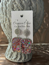 Load image into Gallery viewer, Blush & Bronze Flower Earrings 3.5" PKS8