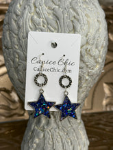 Load image into Gallery viewer, Navy Stars & Freedom Earrings 3"; RWB29