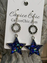Load image into Gallery viewer, Navy Stars & Freedom Earrings 3"; RWB29