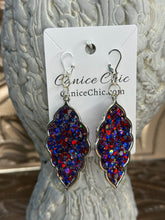 Load image into Gallery viewer, Red, White & WOW Earrings 3.5"; RWB31