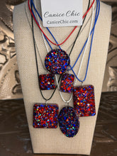 Load image into Gallery viewer, Fireworks on Maine Street Pendant; small RWB-N6