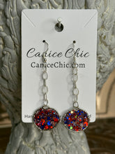 Load image into Gallery viewer, American Sparkle Chain Earrings 2.75"; RWB21
