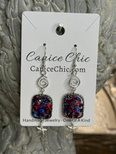 Load image into Gallery viewer, Red White &amp; Blue with small Star Earrings Light Weight 2.75"; RWB4
