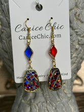 Load image into Gallery viewer, Red White &amp; Blue Earrings Light Weight 2.75"; RWB6
