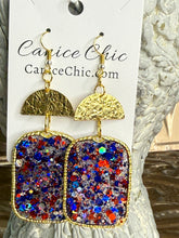 Load image into Gallery viewer, Red White &amp; Blue Earrings Light Weight 3.5"; RWB7
