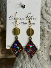 Load image into Gallery viewer, Midnight Spark Diamond Drops Earrings 3"; RWB13
