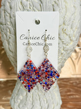 Load image into Gallery viewer, Freedom Diamond Earrings 3.25"; RWB17
