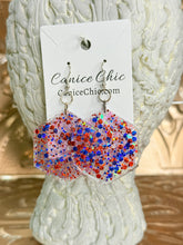 Load image into Gallery viewer, Liberty Glitter Hexagon Earrings  3"; RWB16
