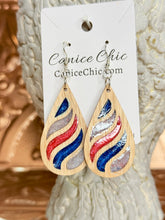 Load image into Gallery viewer, Red White &amp; Blue Earrings Light Weight 3.5"; RWB25
