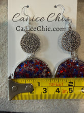 Load image into Gallery viewer, Red White &amp; Blue Sun-catcher Earrings Light Weight 3.25"; RWB3
