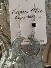 Load image into Gallery viewer, Silver Moon &amp; Star Earrings Light Weight 3"; SS2
