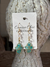 Load image into Gallery viewer, Turquoise CZ Earrings Light Weight 2.75" TQS4
