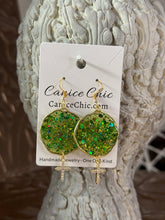 Load image into Gallery viewer, Green Faith &amp; Sparkle CZ Cross Earrings 2.75" GS2
