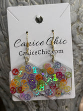 Load image into Gallery viewer, Peace Sign Hexagon Light Weight Earrings 2.5" PSS2
