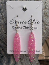 Load image into Gallery viewer, Pink Glitter Marquise Earrings 3" PKS2
