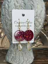 Load image into Gallery viewer, Fuchsia Stardust Pearl  Earrings 3" PKS4
