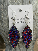 Load image into Gallery viewer, Red, White &amp; WOW Earrings  3.5"; RWB31

