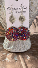 Load and play video in Gallery viewer, Red White &amp; Blue Sun-catcher Earrings Light Weight 3.5"; RWB1

