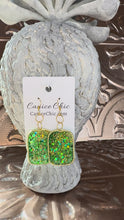 Load and play video in Gallery viewer, Emerald Spark Glitter Earrings Light Weight 3" GS1
