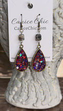 Load and play video in Gallery viewer, Midnight Firecracker Teardrops Earrings 3"; RWB14
