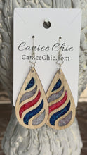 Load and play video in Gallery viewer, Red White &amp; Blue Earrings Light Weight 3.5"; RWB25
