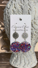 Load and play video in Gallery viewer, Red White &amp; Blue Sun-catcher Earrings Light Weight 3.25"; RWB3
