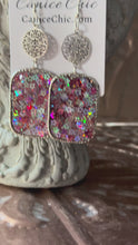 Load and play video in Gallery viewer, Blush &amp; Bronze Flower Earrings 3.5" PKS8
