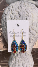 Load and play video in Gallery viewer, Red White &amp; Blue Earrings Light Weight 2.5"; RWB15
