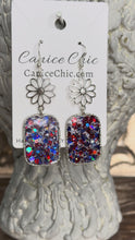 Load and play video in Gallery viewer, Red White &amp; Blue with Flower Earrings Light Weight 3"; RWB5
