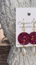 Load and play video in Gallery viewer, Fuchsia Stardust Pearl  Earrings 3" PKS4
