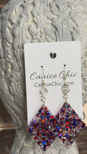 Load and play video in Gallery viewer, Freedom Diamond Earrings 3.25"; RWB17
