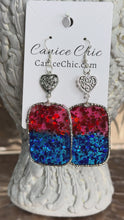 Load and play video in Gallery viewer, Liberty Love Earrings  3.5"; RWB22

