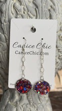 Load and play video in Gallery viewer, American Sparkle Chain Earrings 2.75"; RWB21
