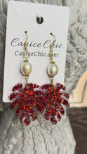 Load and play video in Gallery viewer, Red Leaf Pearl Earrings Light Weight 3"; RS3
